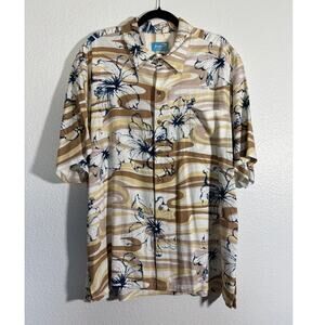Kai Men's Size XL Hawaiian Tropical Hibiscus Button-Up Shirt Beach Vacation